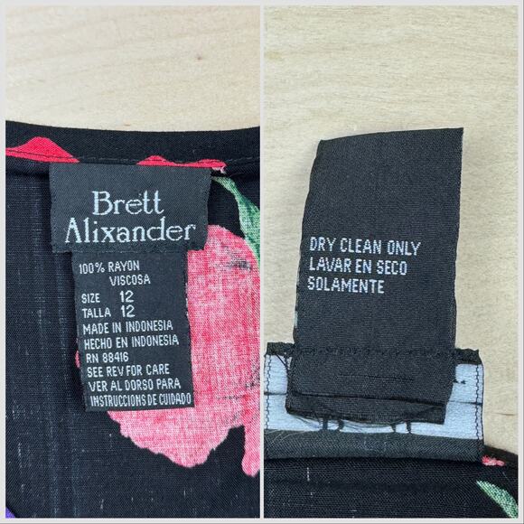 Vintage 1990s Black Floral Sleeveless Maxi Dress - Picture 6 of 8